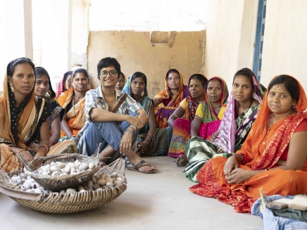 A group of female Kosa Silk weavers
