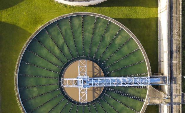 Water treatment plant aerial
