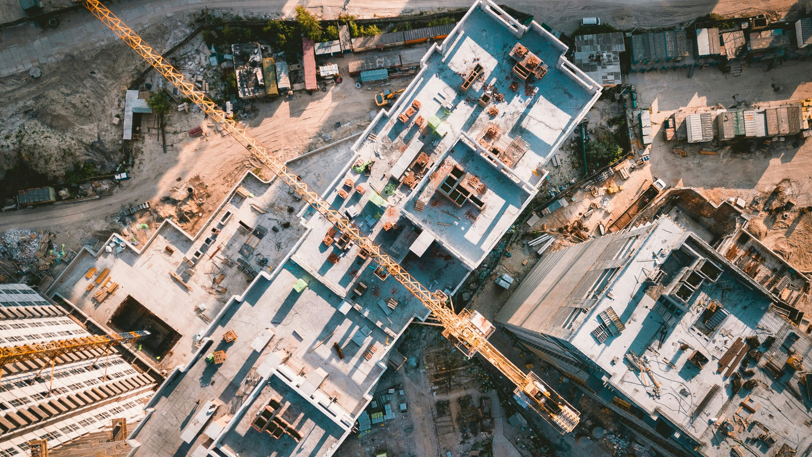 Building Site with Crane From Above